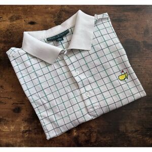 Vintage Masters Collection Check Pima Cotton Short Sleeve Golf Polo Shirt Size L